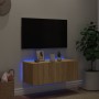 Mueble de TV de pared con luces LED roble Sonoma 80x35x31 cm de , Muebles TV - Ref: Foro24-837285, Precio: 55,44 €, Descuento: %