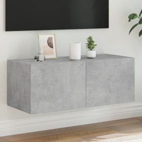 Mueble de TV de pared con luces LED gris hormigón 80x35x31 cm de , Muebles TV - Ref: Foro24-837287, Precio: 62,45 €, Descuent...
