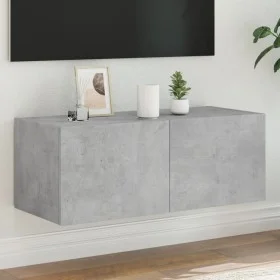 Wall-mounted TV cabinet with LED lights concrete gray 80x35x31 cm by , TV Furniture - Ref: Foro24-837287, Price: 61,43 €, Dis...