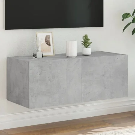 Wandmontierter TV-Schrank mit LED-Leuchten betongrau 80x35x31 cm von , TV-Möbel - Ref: Foro24-837287, Preis: 61,43 €, Rabatt: %