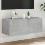 Wandmontierter TV-Schrank mit LED-Leuchten betongrau 80x35x31 cm von , TV-Möbel - Ref: Foro24-837287, Preis: 62,45 €, Rabatt: %