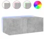 Wandmontierter TV-Schrank mit LED-Leuchten betongrau 80x35x31 cm von , TV-Möbel - Ref: Foro24-837287, Preis: 61,43 €, Rabatt: %