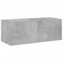Wandmontierter TV-Schrank mit LED-Leuchten betongrau 80x35x31 cm von , TV-Möbel - Ref: Foro24-837287, Preis: 61,43 €, Rabatt: %