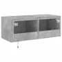 Wandmontierter TV-Schrank mit LED-Leuchten betongrau 80x35x31 cm von , TV-Möbel - Ref: Foro24-837287, Preis: 61,43 €, Rabatt: %