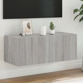 Wandmontierter TV-Schrank mit LED-Leuchten Sonomagrau 80x35x31 cm von , TV-Möbel - Ref: Foro24-837291, Preis: 57,41 €, Rabatt: %