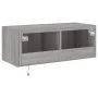 Wall-mounted TV cabinet with LED lights Sonoma gray 80x35x31 cm by , TV Furniture - Ref: Foro24-837291, Price: 57,41 €, Disco...