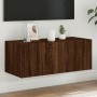 Wandmontierter TV-Schrank mit LED-Leuchten Eiche braun 80x35x31 cm von , TV-Möbel - Ref: Foro24-837293, Preis: 59,48 €, Rabat...