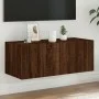 Wandmontierter TV-Schrank mit LED-Leuchten Eiche braun 80x35x31 cm von , TV-Möbel - Ref: Foro24-837293, Preis: 58,61 €, Rabat...