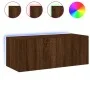 Wall-mounted TV cabinet with LED lights oak brown 80x35x31 cm by , TV Furniture - Ref: Foro24-837293, Price: 58,61 €, Discoun...