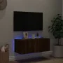 Wall-mounted TV cabinet with LED lights oak brown 80x35x31 cm by , TV Furniture - Ref: Foro24-837293, Price: 58,61 €, Discoun...