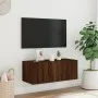 Wall-mounted TV cabinet with LED lights oak brown 80x35x31 cm by , TV Furniture - Ref: Foro24-837293, Price: 58,61 €, Discoun...