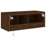 Wall-mounted TV cabinet with LED lights oak brown 80x35x31 cm by , TV Furniture - Ref: Foro24-837293, Price: 58,61 €, Discoun...