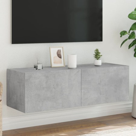 Wandmontierter TV-Schrank mit LED-Leuchten betongrau 100x35x31 cm von , TV-Möbel - Ref: Foro24-837298, Preis: 62,27 €, Rabatt: %