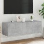 Wandmontierter TV-Schrank mit LED-Leuchten betongrau 100x35x31 cm von , TV-Möbel - Ref: Foro24-837298, Preis: 62,27 €, Rabatt: %