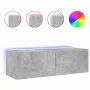 Wall-mounted TV cabinet with LED lights concrete gray 100x35x31 cm by , TV Furniture - Ref: Foro24-837298, Price: 61,65 €, Di...