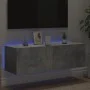 Wall-mounted TV cabinet with LED lights concrete gray 100x35x31 cm by , TV Furniture - Ref: Foro24-837298, Price: 61,65 €, Di...