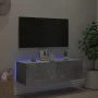 Wall-mounted TV cabinet with LED lights concrete gray 100x35x31 cm by , TV Furniture - Ref: Foro24-837298, Price: 61,65 €, Di...