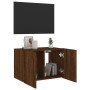 Wandmontierter TV-Schrank mit LED-Leuchten Eiche braun 60x35x41 cm von , TV-Möbel - Ref: Foro24-837314, Preis: 52,20 €, Rabat...