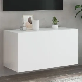 Wandmontierter TV-Schrank mit LED-Leuchten weiß 80x35x41 cm von , TV-Möbel - Ref: Foro24-837316, Preis: 65,03 €, Rabatt: %