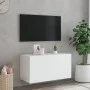 Mueble de TV de pared con luces LED blanco 80x35x41 cm de , Muebles TV - Ref: Foro24-837316, Precio: 65,03 €, Descuento: %
