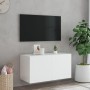 Wandmontierter TV-Schrank mit LED-Leuchten weiß 80x35x41 cm von , TV-Möbel - Ref: Foro24-837316, Preis: 68,62 €, Rabatt: %