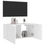Wall TV cabinet with LED lights white 80x35x41 cm by , TV Furniture - Ref: Foro24-837316, Price: 65,03 €, Discount: %