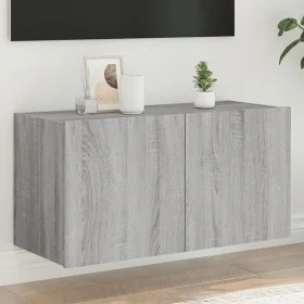 Wandmontierter TV-Schrank mit LED-Leuchten, Sonoma-Grau, 80 x 35 x 41 cm von , TV-Möbel - Ref: Foro24-837321, Preis: 59,31 €,...