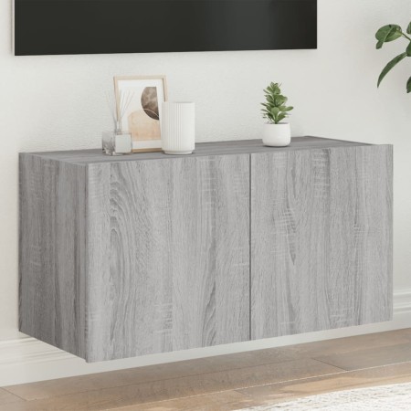Wandmontierter TV-Schrank mit LED-Leuchten, Sonoma-Grau, 80 x 35 x 41 cm von , TV-Möbel - Ref: Foro24-837321, Preis: 60,06 €,...