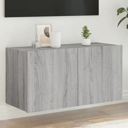 Wandmontierter TV-Schrank mit LED-Leuchten, Sonoma-Grau, 80 x 35 x 41 cm von , TV-Möbel - Ref: Foro24-837321, Preis: 59,31 €,...