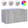 Wall-mounted TV cabinet with LED lights Sonoma gray 80x35x41 cm by , TV Furniture - Ref: Foro24-837321, Price: 59,31 €, Disco...