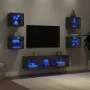 TV wall furniture with LED 7 pieces engineered wood smoked oak by , TV Furniture - Ref: Foro24-3216587, Price: 125,24 €, Disc...