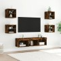 TV wall furniture with LED 7 pieces engineered wood smoked oak by , TV Furniture - Ref: Foro24-3216587, Price: 127,78 €, Disc...
