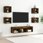 TV wall furniture with LED 7 pieces engineered wood smoked oak by , TV Furniture - Ref: Foro24-3216587, Price: 125,24 €, Disc...