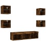 TV wall furniture with LED 7 pieces engineered wood smoked oak by , TV Furniture - Ref: Foro24-3216587, Price: 127,78 €, Disc...