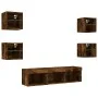 TV wall furniture with LED 7 pieces engineered wood smoked oak by , TV Furniture - Ref: Foro24-3216587, Price: 125,24 €, Disc...
