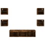 TV wall furniture with LED 7 pieces engineered wood smoked oak by , TV Furniture - Ref: Foro24-3216587, Price: 127,78 €, Disc...