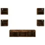TV wall furniture with LED 7 pieces engineered wood smoked oak by , TV Furniture - Ref: Foro24-3216587, Price: 125,24 €, Disc...