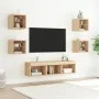 TV wall furniture with LED 7 pieces engineered wood Sonoma oak by , TV Furniture - Ref: Foro24-3216585, Price: 125,49 €, Disc...