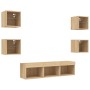 Muebles TV pared con LED 7 pzas madera ingeniería roble Sonoma de , Muebles TV - Ref: Foro24-3216585, Precio: 128,08 €, Descu...