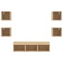 Muebles TV pared con LED 7 pzas madera ingeniería roble Sonoma de , Muebles TV - Ref: Foro24-3216585, Precio: 128,08 €, Descu...