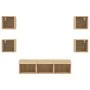 TV wall furniture with LED 7 pieces engineered wood Sonoma oak by , TV Furniture - Ref: Foro24-3216585, Price: 125,49 €, Disc...