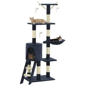 Rascador para gatos con poste de sisal 138 cm azul oscuro de vidaXL, Mobiliario para gatos - Ref: Foro24-170582, Precio: 75,9...
