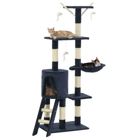 Katzenkratzbaum mit Sisalstamm 138 cm dunkelblau von vidaXL, Katzenmöbel - Ref: Foro24-170582, Preis: 75,94 €, Rabatt: %