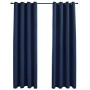 Cortinas opacas con anillas de metal 2 uds azul 140x175 cm