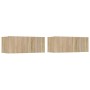 Set de muebles para TV 4 pzas madera contrachapada roble Sonoma