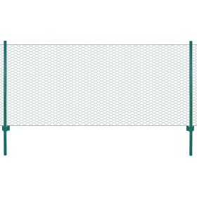 Wire mesh fence with steel posts 25x1 m green by vidaXL, fence panels - Ref: Foro24-144615, Price: 91,20 €, Discount: %