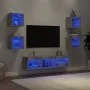 Muebles TV pared con LED 7 pzas madera ingeniería gris hormigón de , Muebles TV - Ref: Foro24-3216586, Precio: 126,25 €, Desc...