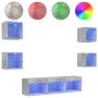 Muebles TV pared con LED 7 pzas madera ingeniería gris hormigón de , Muebles TV - Ref: Foro24-3216586, Precio: 126,25 €, Desc...