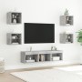 Muebles TV pared con LED 7 pzas madera ingeniería gris hormigón