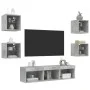 Muebles TV pared con LED 7 pzas madera ingeniería gris hormigón de , Muebles TV - Ref: Foro24-3216586, Precio: 126,25 €, Desc...